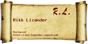 Rikk Lizander névjegykártya
